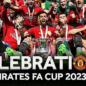 Bruno Fernandes Lifts The FA Cup | Trophy Lift &amp; Full-Time Celebrations  |  Emirates FA Cup 2023-24 - YouTube