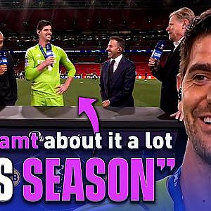 Courtois speaks to Henry &amp; Schmeichel after heroic UCL performance! | UCL Today | CBS Sports - YouTube