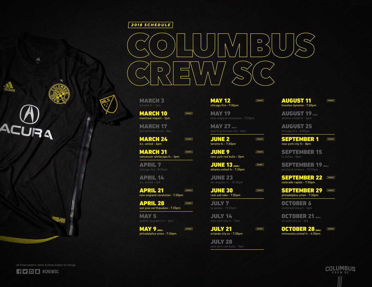 2018 Columbus Crew Schedule BigSoccer Forum